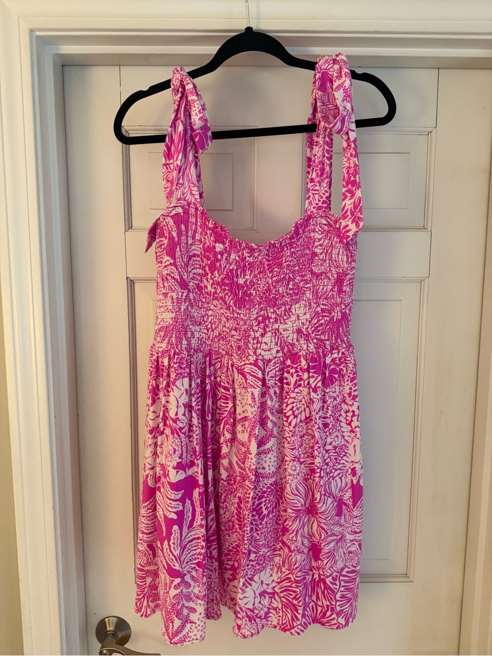 Lilly Pulitzer Pink and White Floral Tie-Shoulder Sundress